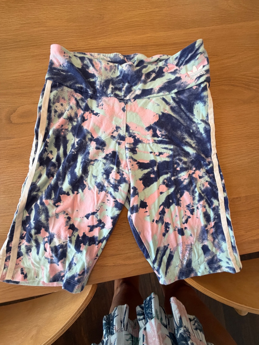 adidas Women's Tie-Dye Athletic Shorts in Navy, Pink & Mint